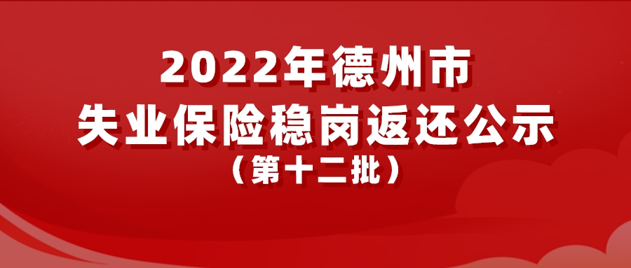 2022年德州市失業保險穩崗返還公示（第十二批）